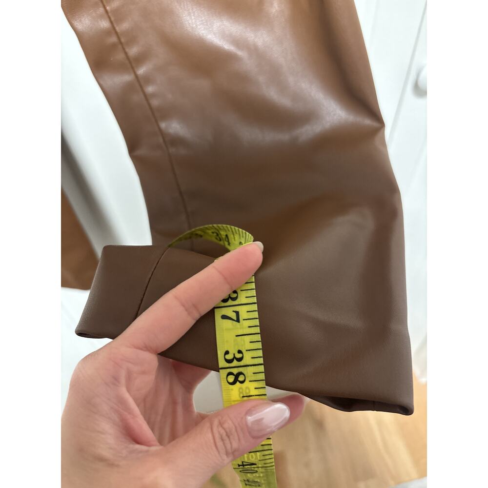 Zara Brown Faux Leather Pants Size S - Picture 5 of 9